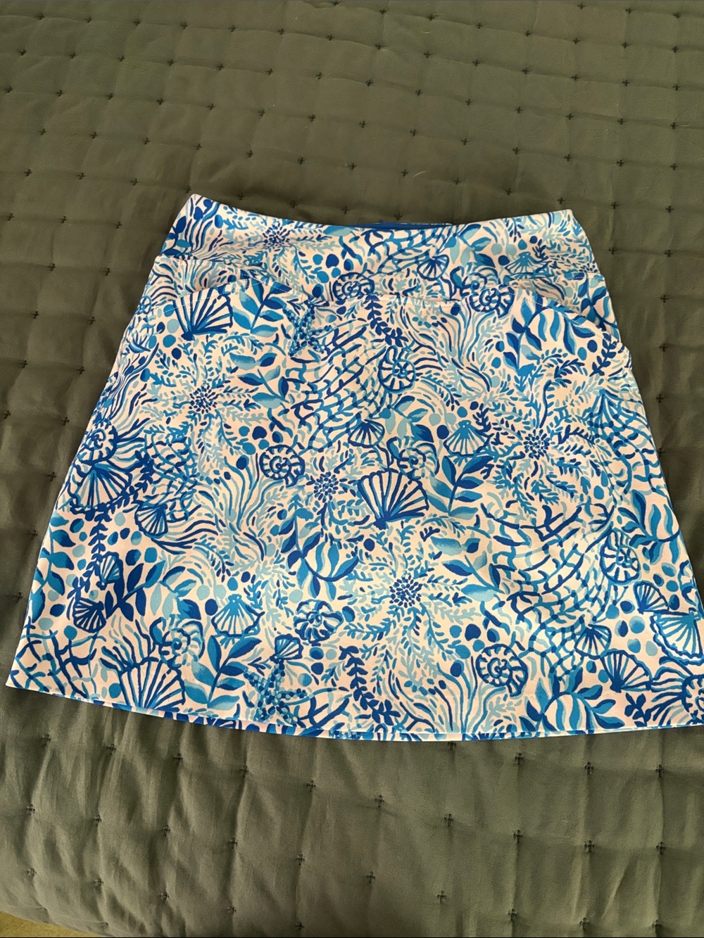 Lilly Pulitzer Blue & White Floral Print Mini Skirt